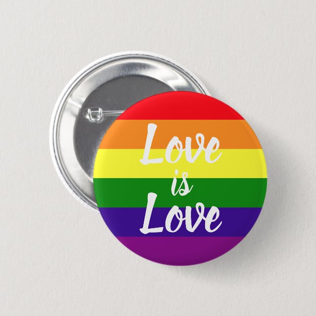 Love is Love Rainbow Gay Pride 6 Cm Round Badge (Front & Back)