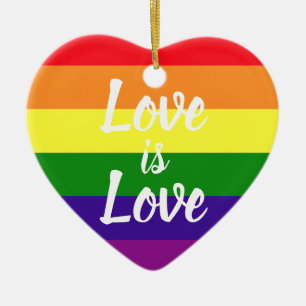 Love is Love Rainbow Gay Pride Ceramic Tree Decoration