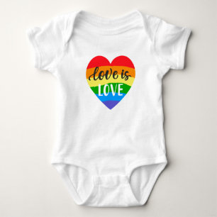 Love is Love Rainbow Heart Baby Bodysuit