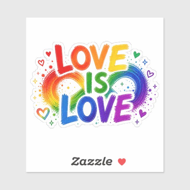 Love Is Love Rainbow Heart Die-Cut Sticker (Sheet)