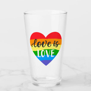 Love is Love Rainbow Heart Glass