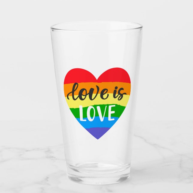 Love is Love Rainbow Heart Glass (Front)
