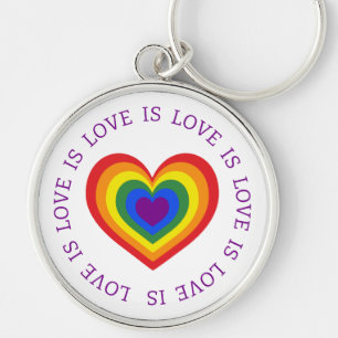 Love is Love Rainbow Heart LGBTQ Pride Key Ring