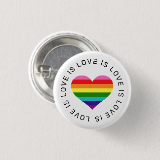 Love is Love Rainbow Heart LGBTQ Pride Month 3 Cm Round Badge