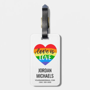 Love is Love Rainbow Heart Luggage Tag