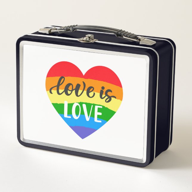 Love is Love Rainbow Heart Metal Lunch Box (Front)