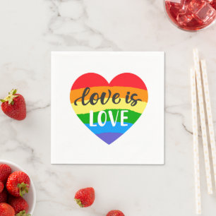 Love is Love Rainbow Heart Napkin