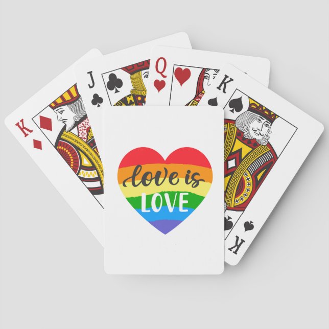 Love is Love Rainbow Heart Playing Cards (Back)