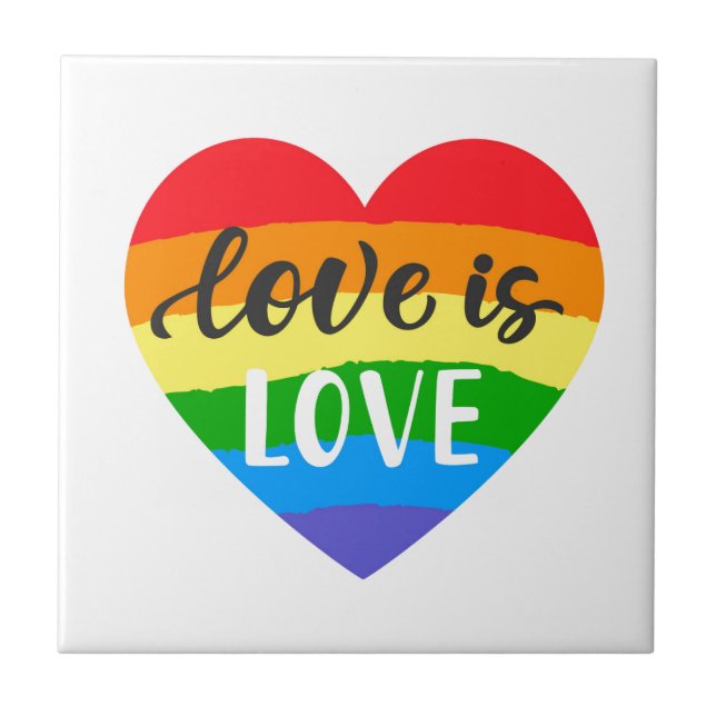 Love is Love Rainbow Heart Tile (Front)