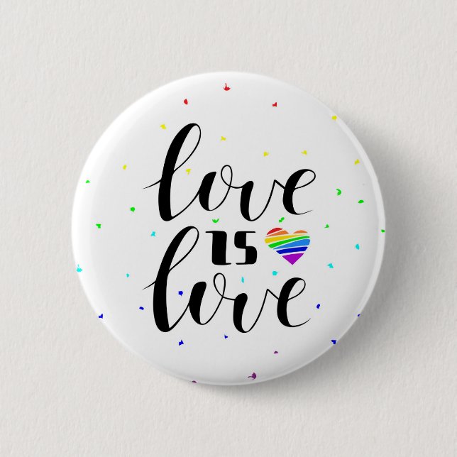 Love is Love | Rainbow Hearts 6 Cm Round Badge (Front)