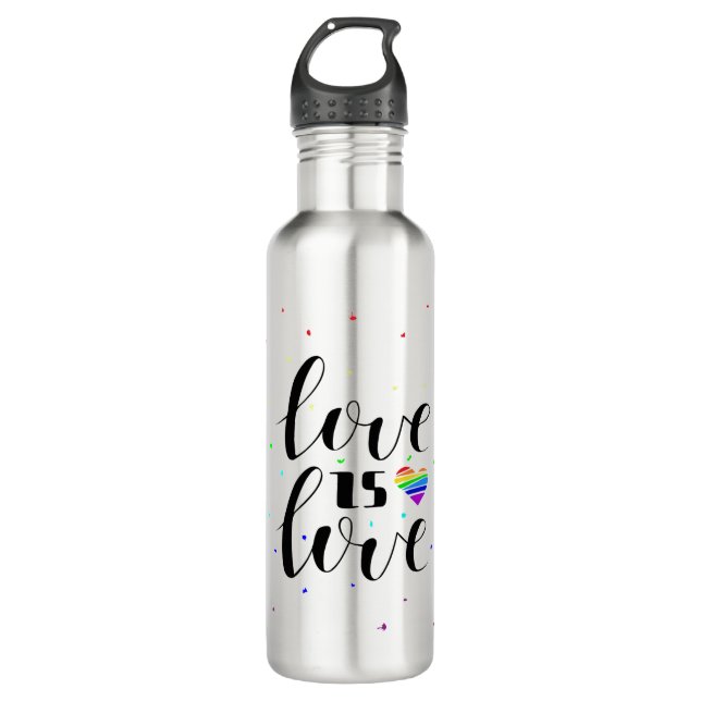 Love is Love | Rainbow Hearts 710 Ml Water Bottle (Front)