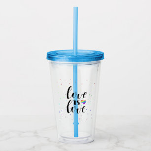 Love is Love   Rainbow Hearts Acrylic Tumbler