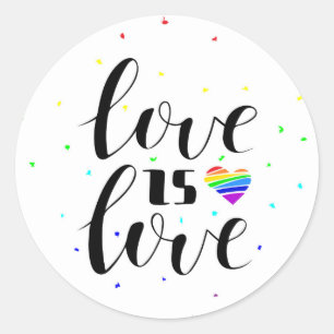 Love is Love Rainbow Hearts Classic Round Sticker