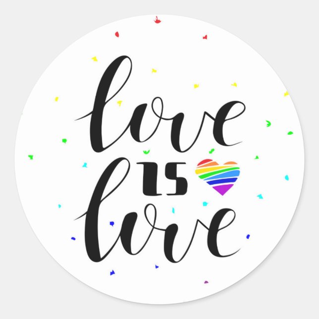 Love is Love | Rainbow Hearts Classic Round Sticker (Front)