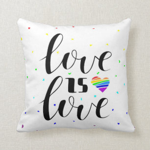 Love is Love   Rainbow Hearts Cushion