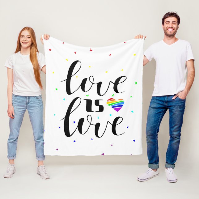 Love is Love | Rainbow Hearts Fleece Blanket (In Situ)
