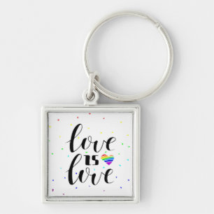 Love is Love   Rainbow Hearts Key Ring
