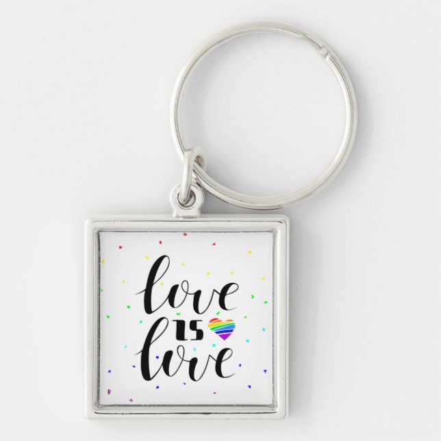 Love is Love | Rainbow Hearts Key Ring (Front)