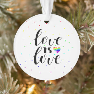 Love is Love   Rainbow Hearts Ornament