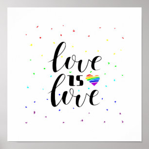 Love is Love   Rainbow Hearts Poster