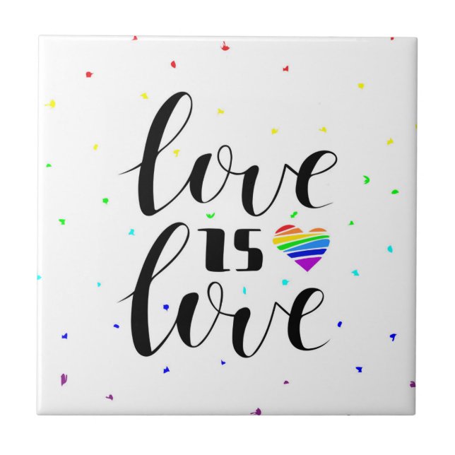 Love is Love | Rainbow Hearts Tile (Front)