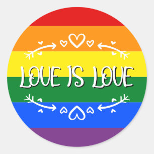 Love is Love Rainbow LGBTQ Pride Classic Round Sticker