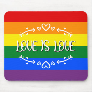 Love is Love Rainbow LGBTQ Pride Month Mousepad