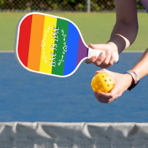 Love is Love Rainbow LGBTQ Pride Pickleball Paddle