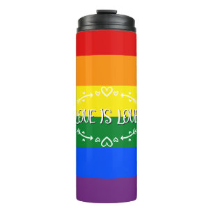 Love is Love Rainbow LGBTQ Pride Thermal Tumbler