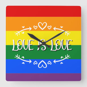 Love is Love Rainbow LGBTQ Pride Wall Clock