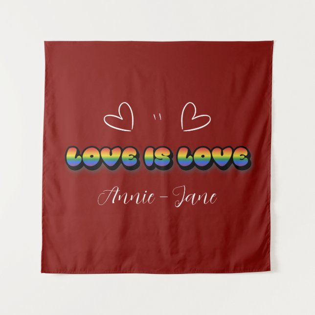 Love is Love Rainbow LGBTQ Tapestry (Front)