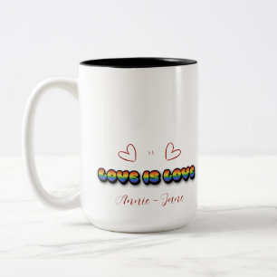 Love is Love Rainbow LGBTQ Two-Tone Coffee Mug