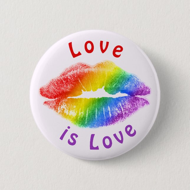 Love is Love Rainbow Lips LGBTQ 6 Cm Round Badge (Front)