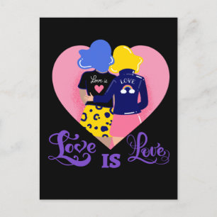 Love is love. Rainbow love. LGBT+Pride. Postcard