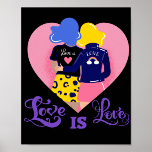 Love is love. Rainbow love. LGBT+Pride. Poster