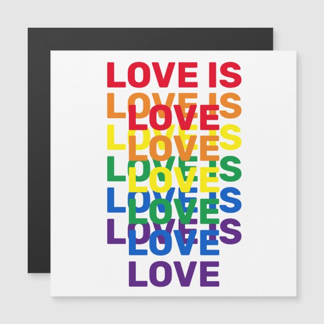Love is love rainbow modern typography cool magnet (Front/Back)