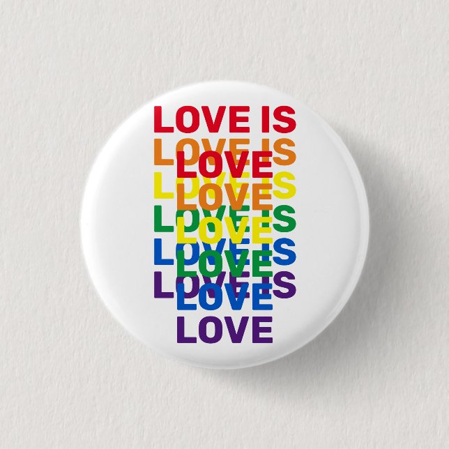 Love is love rainbow modern typography pattern 3 cm round badge (Front)
