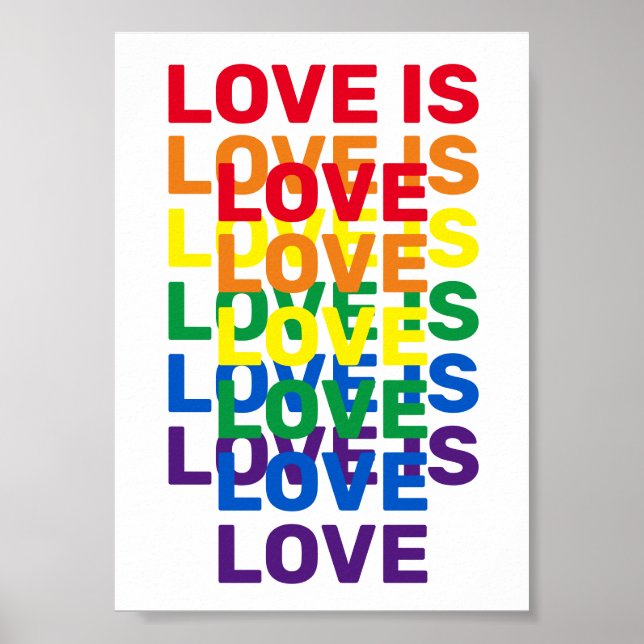 Love is love rainbow modern typography pattern poster (Front)