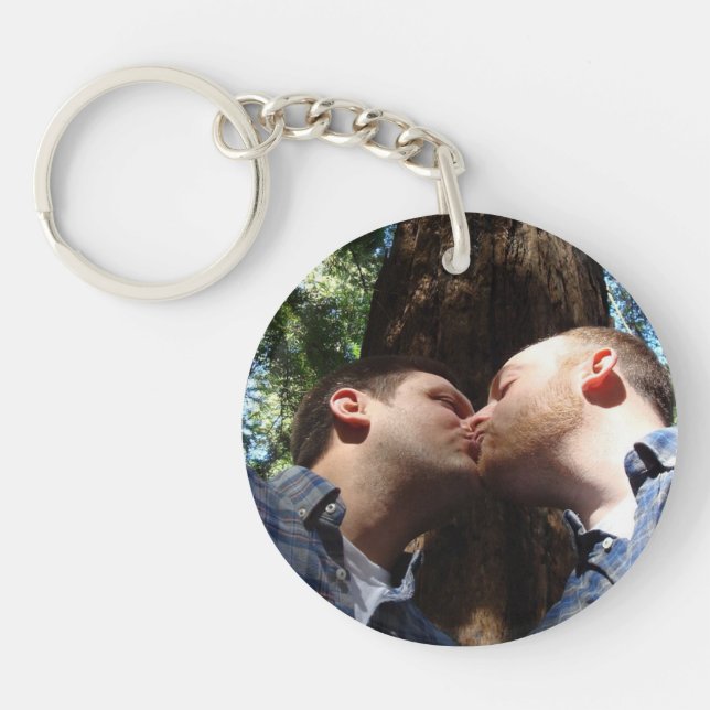 Love is Love Rainbow Photo Personalised Key Ring (Front)