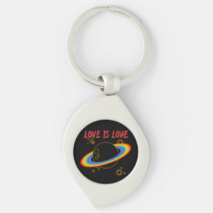 Love is love. Rainbow planet. LGBTQ+pride Key Ring