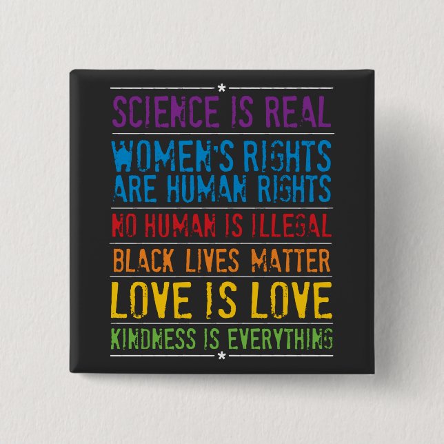 Love is Love Rainbow Pride 15 Cm Square Badge (Front)