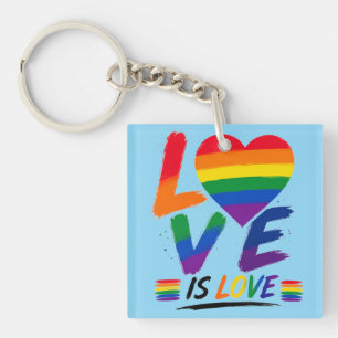 Love Is Love – Rainbow Pride Brush Design Key Ring