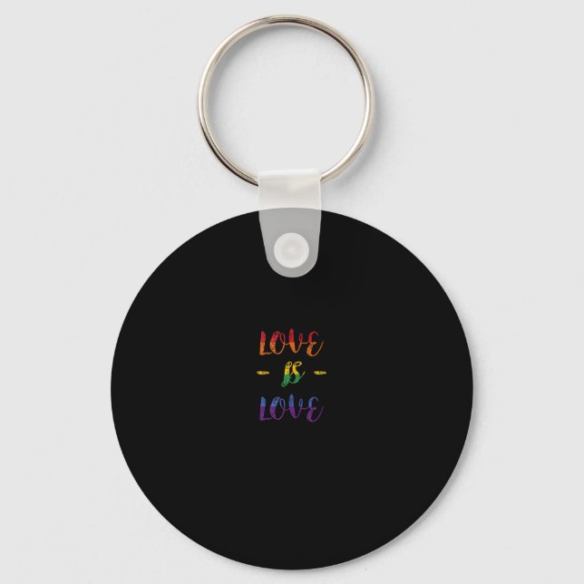 Love is Love Rainbow Pride Flag  Key Ring (Front)
