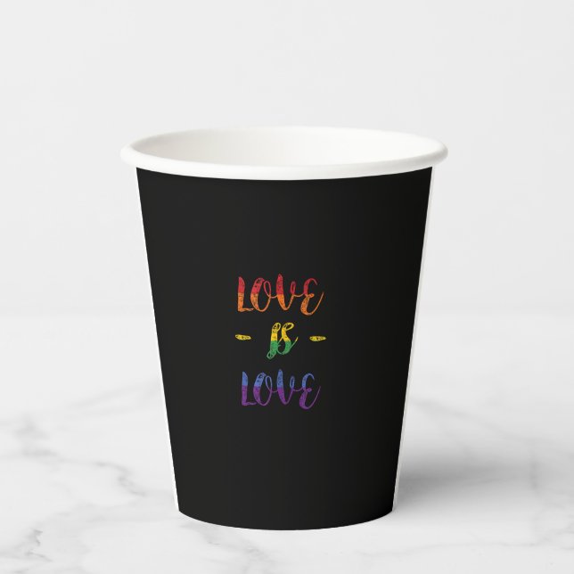 Love is Love Rainbow Pride Flag  Paper Cups (Front)