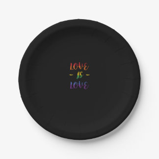 Love is Love Rainbow Pride Flag  Paper Plate