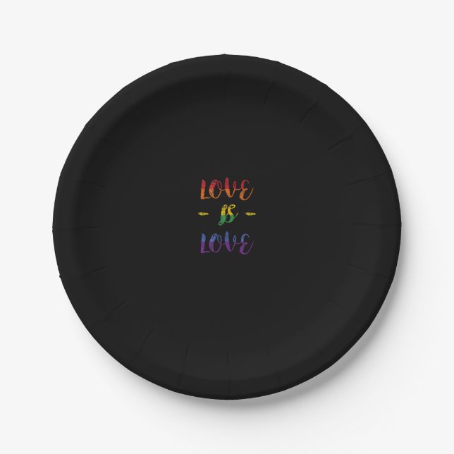 Love is Love Rainbow Pride Flag  Paper Plate (Front)