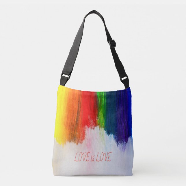Love is Love Rainbow Pride LBGQT Crossbody Bag (Front)