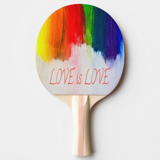 Love is Love Rainbow Pride LBGQT Ping Pong Paddle (Front)