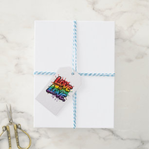 Love Is Love - Rainbow Pride Quote Art Gift Tags