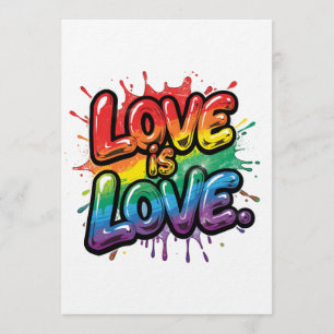 Love Is Love - Rainbow Pride Quote Art  Invitation